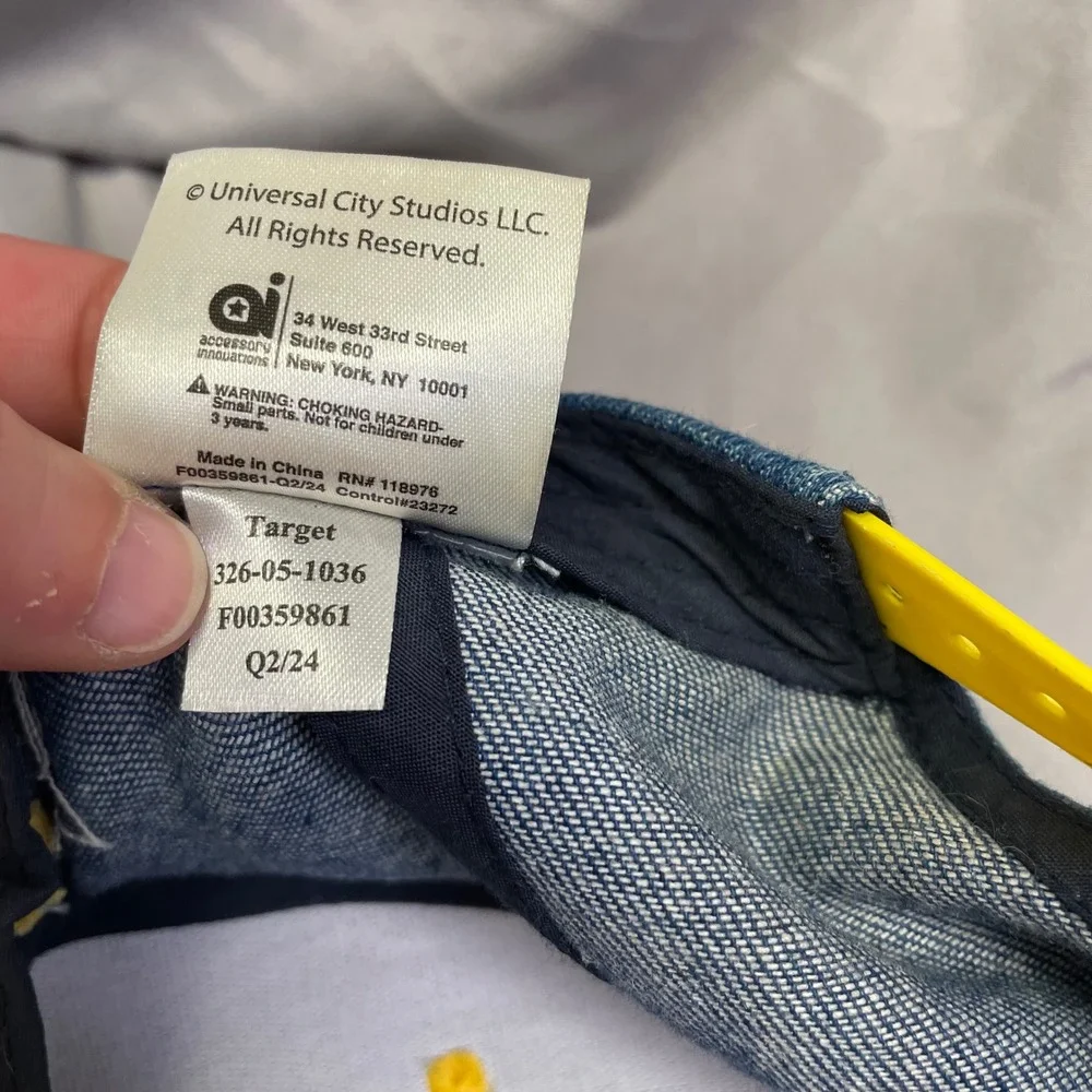 Minions Despicable Me Blue Denim Snapback Hat Kids Kevin Character Yellow Brim‎